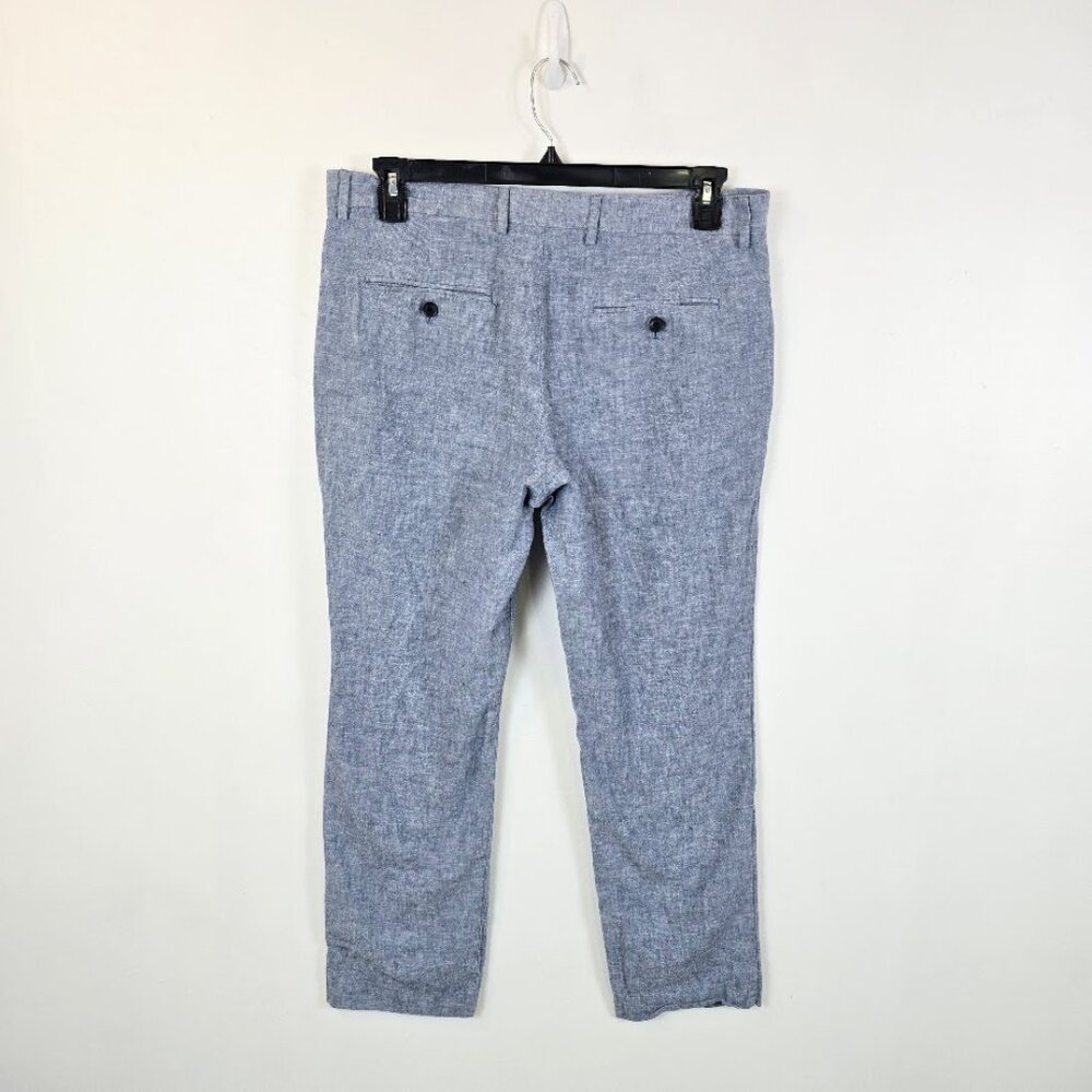 Perry Ellis Slim Fit Linen Blend Chambray Chino Pants - Picture 3 of 15